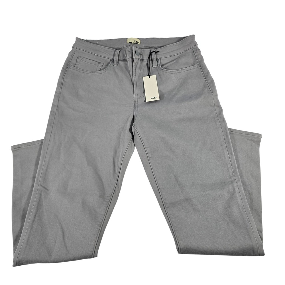 SWET Tailor Mens Slim Fit Pants 33x30 Light Grey Stretch Cotton Blend Chinos
